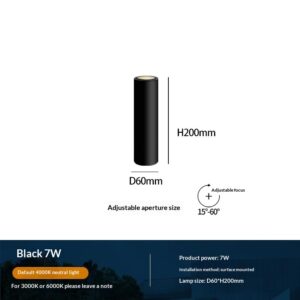LED Surface-Mounted Cylindrical Tube Light – Adjustable Focus Zoom Spotlight for Dining Room Bar Counter Lighting