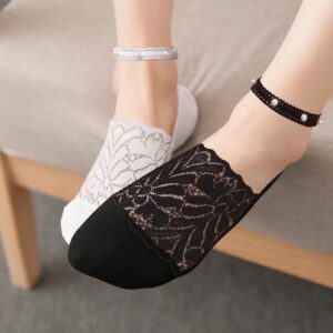 Deep Mouth Lace Lace Elastic Band Bead Boat Socks Fashionable And Versatile With Invisible Socks For Women