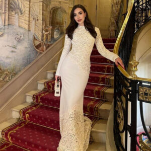 Lace-embroidered Formal Gown Maxi Dress