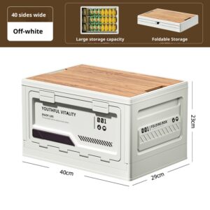 Outdoor Camping Storage Box With Side-opening Door And Wooden Lid
