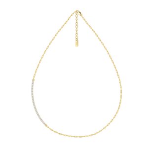 925 Sterling Silver Elegant Gold Chain Necklace with CZ Bar Pendant – Luxury Jewelry Statement Piece