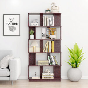 31.5L X 64.56 H Free Combination Bookshelf Modern 5-Tier Open Storage Bookcase MDF Wood Display Shelving For Living Room Home Office Bedroom Decor Organizer, Media Storage Shelves