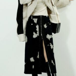 Dark Tie-dye Corduroy Quilted Skirt