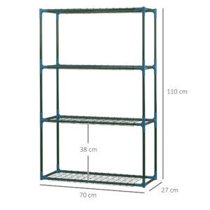 Pflanzenregal, 2-er-Set, Je 4 Regalböden, Kombiniert Oder Separat Nutzbar, Stahl, Grün, 70 X 27 X 110 Cm