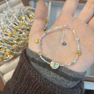 1pc 999 Sterling Silver Enamel Charm Bracelet, Chinese Style, Perfect For Daily Wear And Valentine's Gift