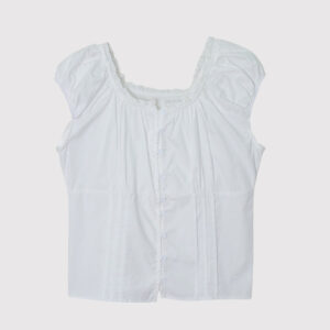 Lace-trimmed Single-breasted Blouse