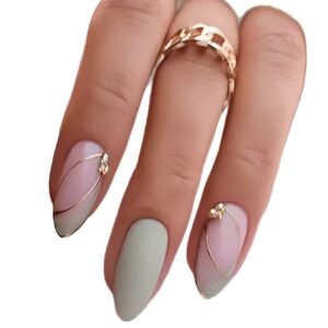 French-style Rhinestone False Nails For Women