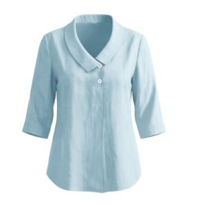 Casual Cotton-linen V-neck Top Three-quarter-sleeve Relaxed-fit Shirt