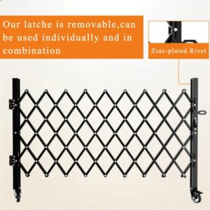 Foldable Security Gate, Expandable Safety Barrier With 360' Swivel Casters Lockable Design, Portable Mobile Rolling Barricade For Garage, Warehouse, Driveway And Pool Areas - 87' H X 85' W