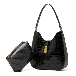 Arrival Large-Capacity Crocodile-Pattern Cow Patent Leather Under-Arm Womens Shoulder And Crossbody Bag