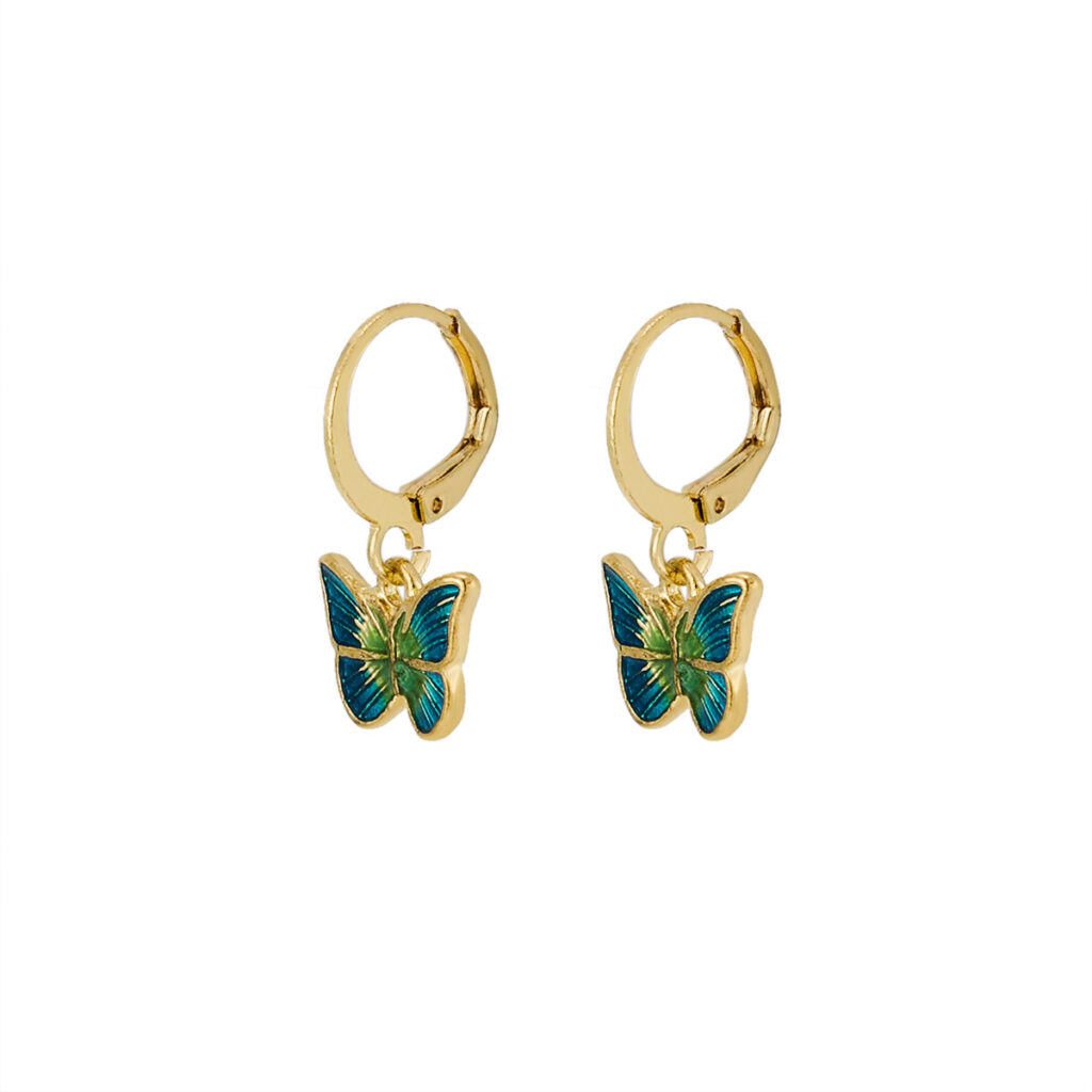 Japanese-Korean French-style Dripping-Oil Petite And Playful Butterfly Earrings