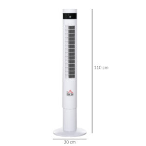 Turmventilator, Standventilator Mit 3 Belüftungsstufen, Fernbedienung, 50W Ventilator Mit 12H Timer, LCD-Anzeige, 85° Oszillation, Für Schlafzimmer, Weiß