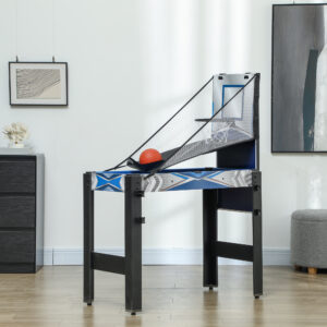 5-in-1-Spieletisch, Billard, Tischtennis, Hockey, Basketball, Bogenschießen, Zubehör Inklusive, MDF, Kunststoff, Blau
