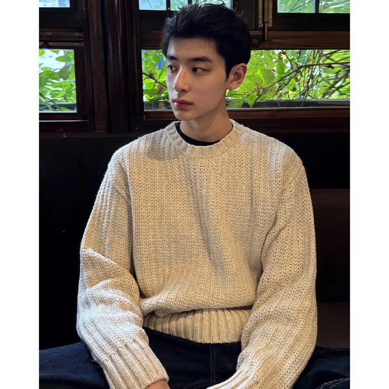 Mens Long-Sleeve T-Shirt American-Style Retro Heavy-Weight Knitted Hooded Sweater