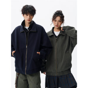 American-style Vintage Workwear Washed And Distressed Jacket