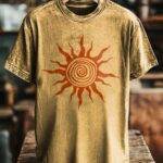 Printed Round Neck Short Sleeve Sun Moon Sun Moon Printed Top Women's T-shirt