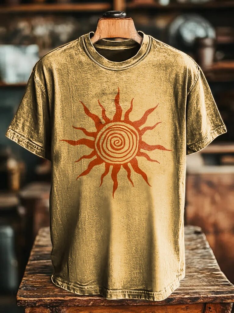 Printed Round Neck Short Sleeve Sun Moon Sun Moon Printed Top Women's T-shirt