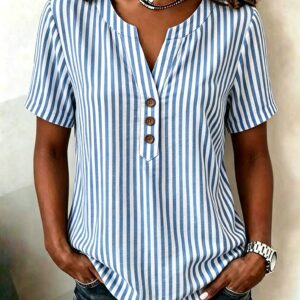 Simple And Chic Striped Short-sleeve Fashion Shirt