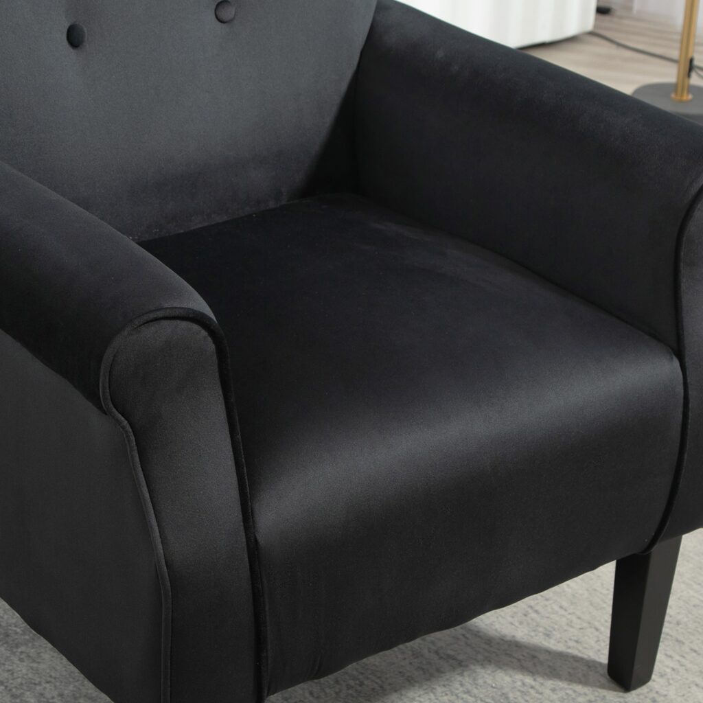 Mid-Century Modern Wingback Accent Chair, Upholstered Fabric Armchair With Sturdy Wood Legs, High-Back Padded Club Chair For Living Room Bedroom Office
