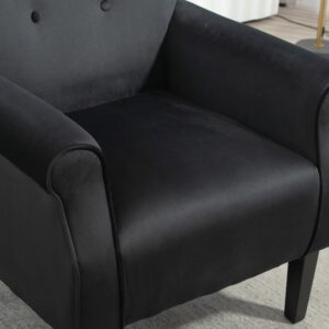 Mid-Century Modern Wingback Accent Chair, Upholstered Fabric Armchair With Sturdy Wood Legs, High-Back Padded Club Chair For Living Room Bedroom Office
