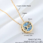 Gold Plated Copper Necklace, Double-sided Hollow Out Pendant With 12 Birthstones, Colorful Zircon Jewelry For 12 Months