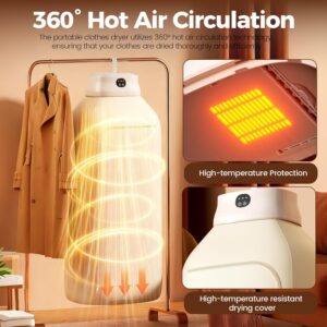 Portable Clothes Dryer Electric Mini Drying Machine With Timer And Dry Bag, Compact Laundry Dryer For Socks Underwear Baby Clothes Travel Hotel