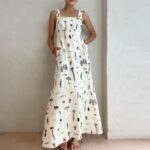 Sexy Tie-Waist Printed Sleeveless Maxi Dress