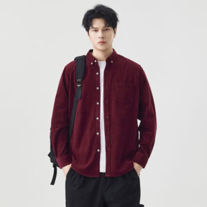 Mens Cotton Corduroy Pocket Casual Shirt