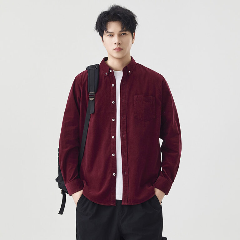 Mens Cotton Corduroy Pocket Casual Shirt