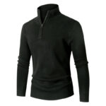 Mens Minimalist Casual Half-zip Turtleneck Sweater
