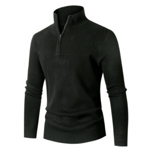 Mens Minimalist Casual Half-zip Turtleneck Sweater