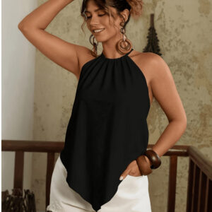 Irregular-structured Black Camisole Loose-fitting And Versatile