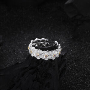 Niche Chinesestyle Zircon Ring For Women Paveset Gardenia Design