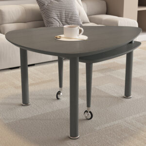 360 Degree Rotatable Modern Coffee Table For Living Room, Solid Wood Legs With Simply Assemble Cocktail Table, Rotating Modern Apartment Wood Furniture Gray OAK Veneer Wear-resistant PU Painted Top