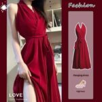 A-line Mature-style Waist-cinching Tied Figure-hugging Midi Dress