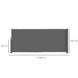 Seitenmarkise Ausziehbar Blickdicht Sichtschutz Mit Wandhalterung Beschichtung 300x140cm Dunkelgrau