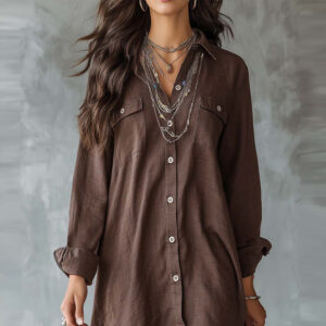 Retro Solid-color Casual Single-breasted Long-sleeve Cardigan