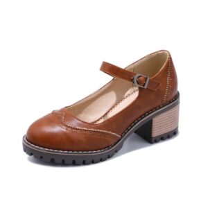 British-style Retro Artistic Chic Chunky-heeled Low-cut Womens Shoes