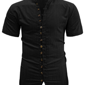 Mens Plus-Size Short-Sleeve Casual Cardigan Shirt