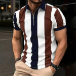 Mens Versatile Lapel-zipper Casual Top