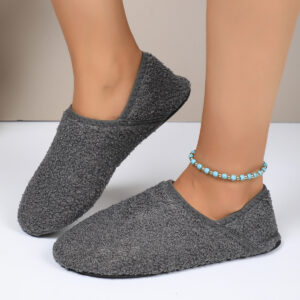 One-step Warm Shoes Closed-toe Slippers With Extra Fleece For Added Warmth And Thickness