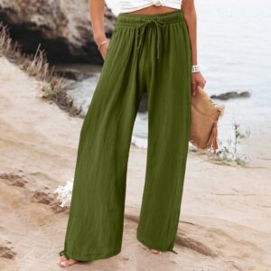 Omen’s Cotton And Linen Wide-leg Beach Pants Casual Pants