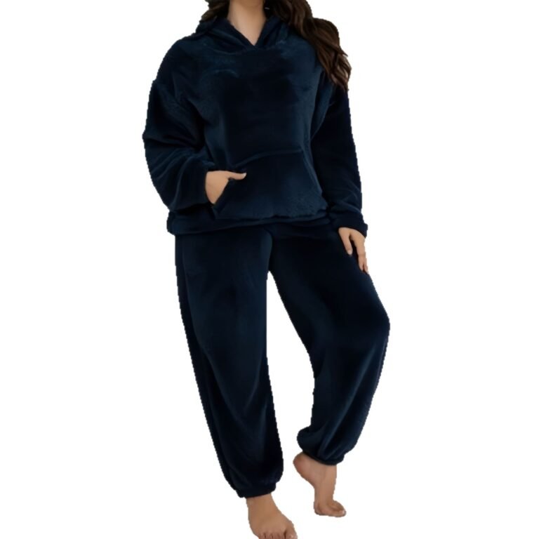 Hooded Long-sleeve Casual Pants With Patch Pockets Home Two-piece Set