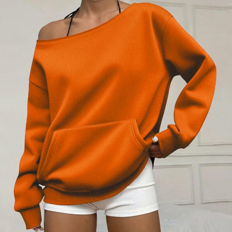 Fashionable Pullover Crew-Neck Off-Shoulder Sweatshirt For Women