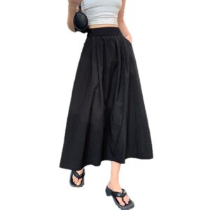 Womens High-waisted Midi Casual Skirt
