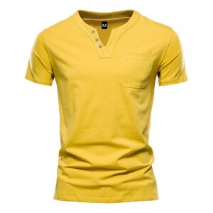 Mens V-neck Short-sleeve Casual T-shirt For Young Adults