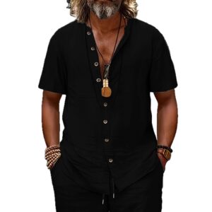 Fashionable Mens Retro Shirt With Buttons Made Of Cotton And Linen Casual Style
