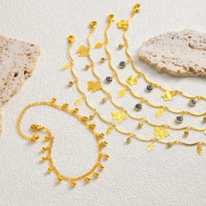 Resort-style Copper Devil-eye Butterfly Zircon Anklet