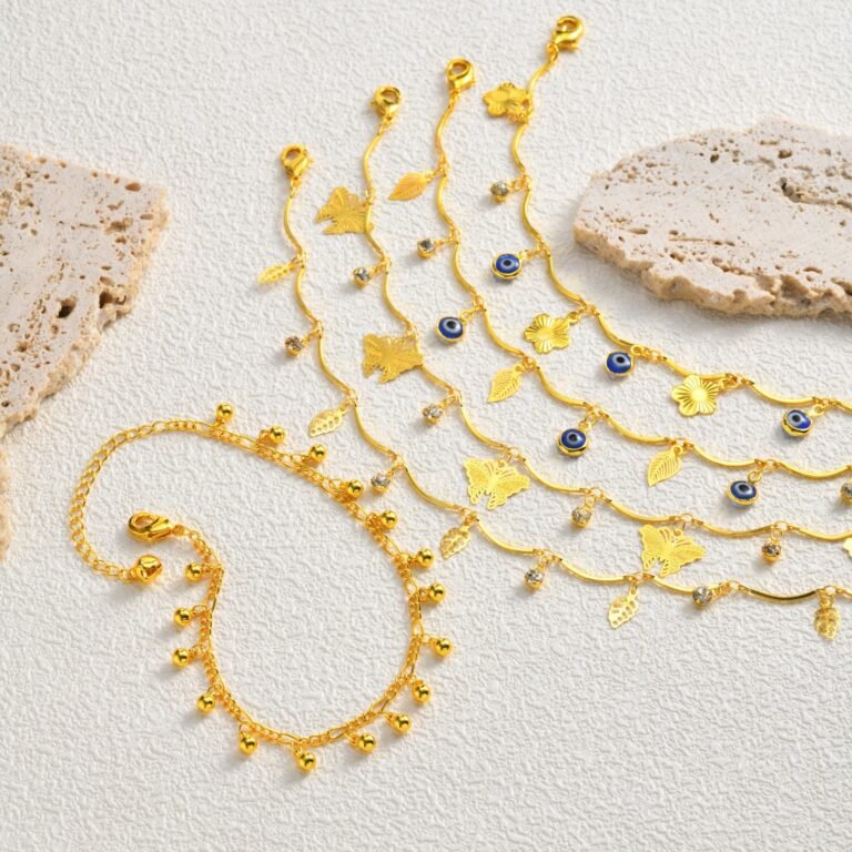 Resort-style Copper Devil-eye Butterfly Zircon Anklet