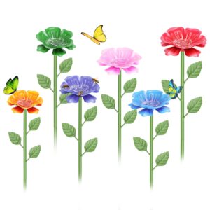 Outdoor Pollinator Water Stakes, Flower Design Bee Butterfly Waterer, Weather Resistant Anti-Drowning Basin For Yard Garden Landscape